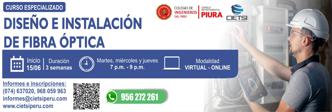 curso especializado dise  o e instalaciOn de fibra Optica 2da ediciOn 2023